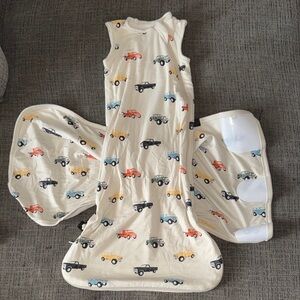Kyte BABY Cream Sleep Sack with Colorful Car Print